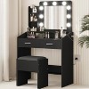 Makeup Table with Mirror and Lights, Makeup Vanity with Drawers, Open Shelves, Charging Station & Cushioned Stool - 2 of 4