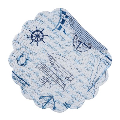 C&F Home Fair Winds Cotton Quilted Round Reversible Placemat Set of 6