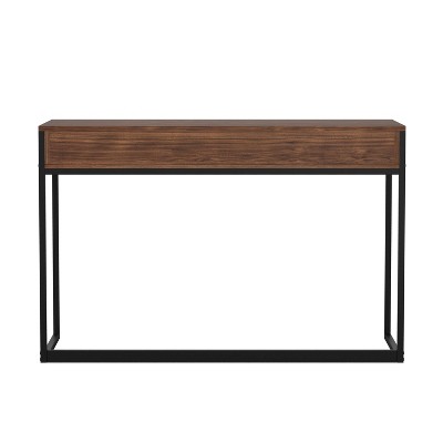 Walnut Wood Grain Desk with Oil Rubbed Bronze Frame and Drawers