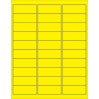 Box Partners Rectangle Laser Labels 2 5/8" x 1" Fluorescent Yellow 3000/Case LL173YE