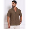 INSPIRE CHIC Men's Hollow Jacquard Camp Collar Short Sleeve Beach Texture Shirts - 4 of 4