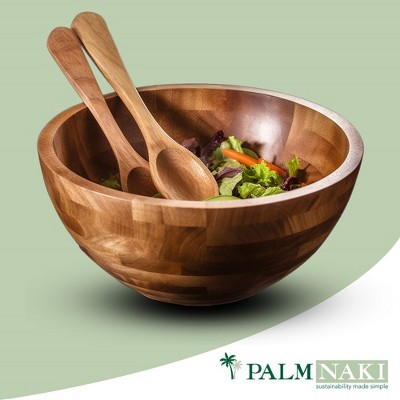 Palm Naki Premium Acacia Wood Salad Bowl and Servers Set - Thumbnail 3