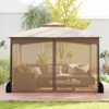 Costway 10 X 10/12 FT Patio Gazebo with Netting Walls 4 Sandbags Zippered Doors Outdoor Gray/Beige - 4 of 4