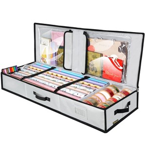 HOMLUX 40" Christmas Wrapping Paper Storage Bag with Flexible Partitions & Pockets - 1 of 4