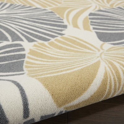 Gray and Beige Tropical Leaf Indoor/Outdoor Area Rug 4' x 6'
