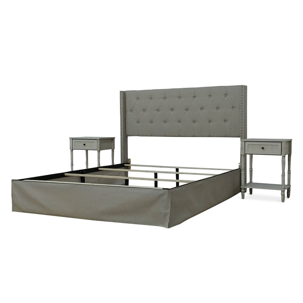 Home Design Queen Billy Panel Bed Warm Gray/Light Gray