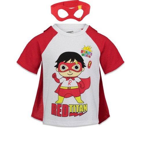 Ryan s World Red Titan Big Boys Cosplay T shirt Cape And Mask 3