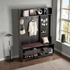 Mshliw Multi Purpose Hall Tree with Cushioned Bench Coat Rack Storage Shelves and DIY Pegboard for Entryway Hallway Living Room - 3 of 4