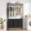 Acekool 3-Section Laundry Sorter with Adjustable Hanging Rack, Heavy Duty Garment Rack & Shelves, Black Laundry Basket Organizer - 3 of 4