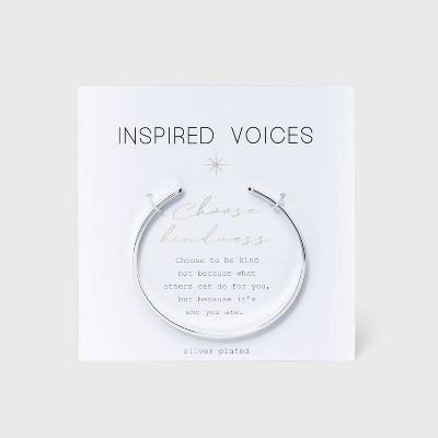 Silver Plated 'Choose Kindness' Cuff Bangle - Silver