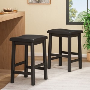 CAVINAS Modern Bar Stools Set of 2, 24" Seat Height Counter Stool with Wood Legs for Bar, Kitchen, Dining Room - 1 of 4