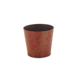 HomeRoots 9" Red Recycled Plastic Indoor Outdoor Round Pot Planter - 1 of 3