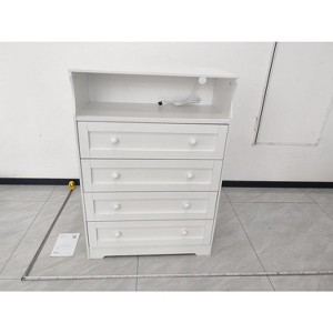 Tall Dresser with Charging Station & LED Lights, 4-Drawer Wood Chest for Bedroom, Nursery, Space-Saving Design, 31.5"x15.7"x45.2" - 1 of 1