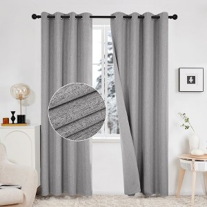 Deconovo Linen Blackout Curtains 2 Panels – Grommet Top, OEKO-TEX - 1 of 4