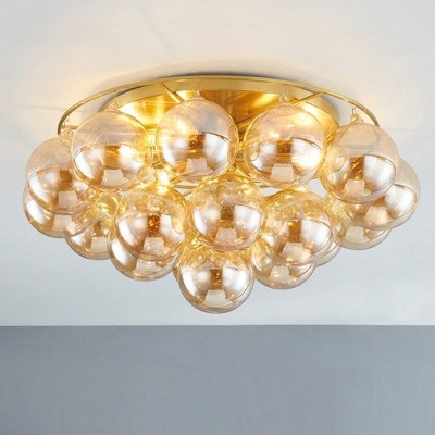 Aged Brass 6-Light Globe Glass Flush Mount