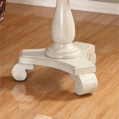 Rene White Round Wood Pedestal End Table