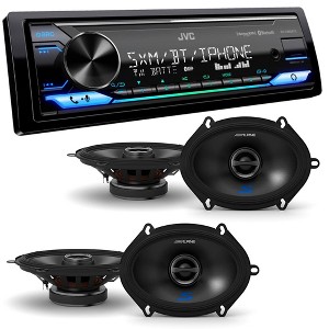 JVC KD-X380BTS Digital Media Receiver w/ Bluetooth, USB, Amazon Alexa w/ 2 Pair Alpine S-S57 5x7" Coax Speakers - 1 of 4