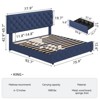 Upholstered Queen Platform Bed Frame with 4 Storage Drawers, PU Leather with Button Tufted, Wooden Slats Support, No Box Spring Needed, Noise-Free - 3 of 4