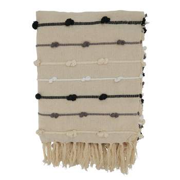 50"x60" Cotton with Knotted Design Throw Blanket Black/White - Saro Lifestyle