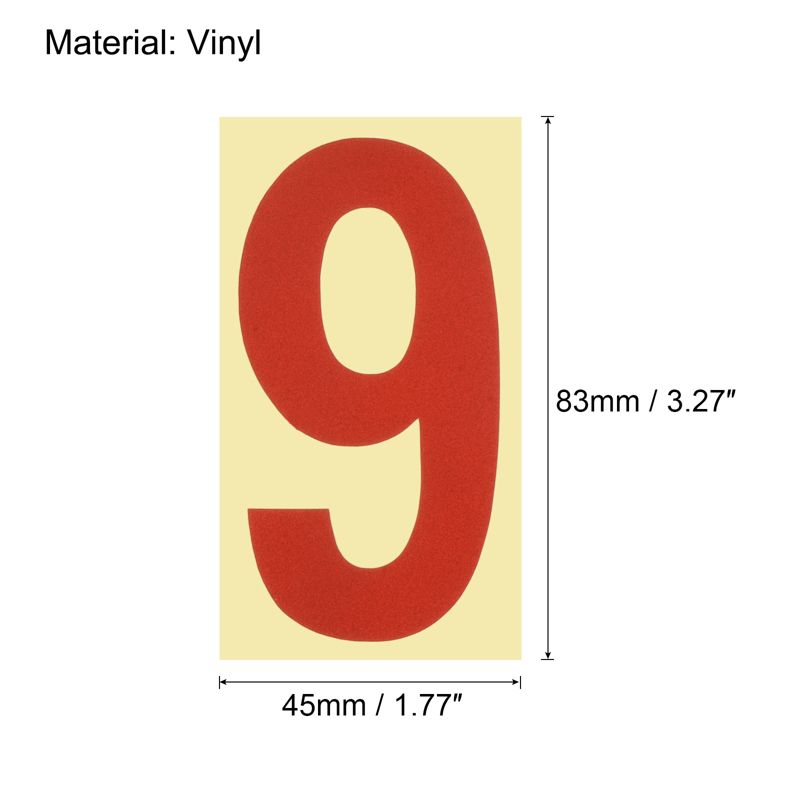 Unique Bargains 0 - 9 Vinyl Waterproof Self-Adhesive Reflective Mailbox Numbers Sticker 3.27 Inch Red 4 Set, 2 of 5