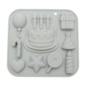 Unique Bargains Candy Moulds 9-Cavity Birthday Cake Candy Mould Hand Wash Gray 5.59"x5.39"x0.63" 1 Pc - 1 of 4