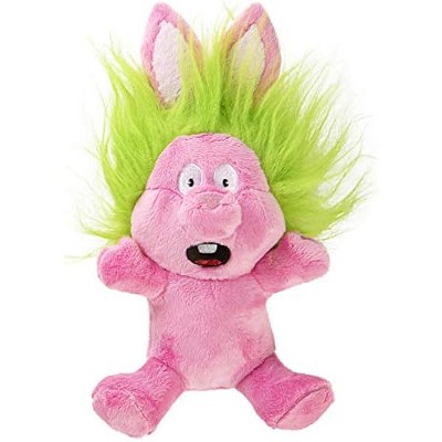 goDog Crazy Hairs Rabbit Silent Squeak Plush Dog Toy, Chew Guard Technology - Pink, Small