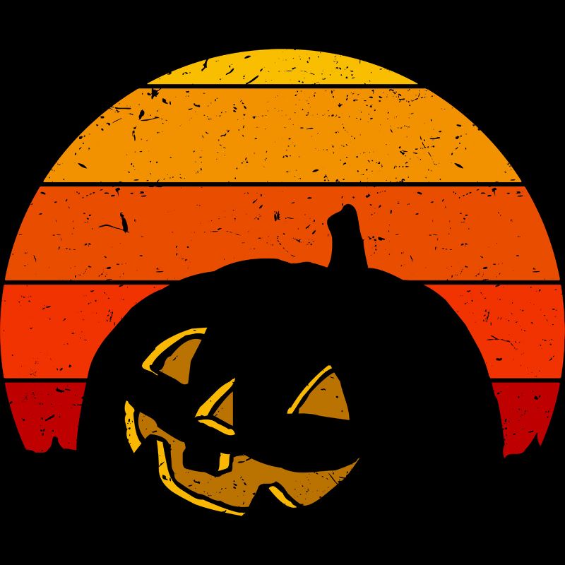Junior's Design By Humans Vintage Retro Sunset Halloween Pumpkin I By lemonpepper T-Shirt, 2 of 4
