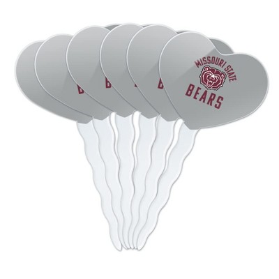 Missouri State Secondary Logo Heart Love Cupcake Picks Toppers Decoration Set of 6