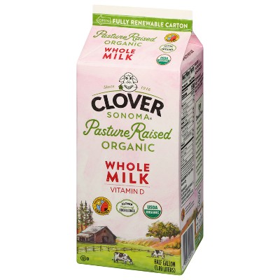 Clover Sonoma Fresh Organic Pastured Raised Whole Milk - 0.5gal