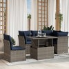 vidaXL 6 Piece Garden Sofa Set with Cushions Poly Rattan - Gray - 2 of 4