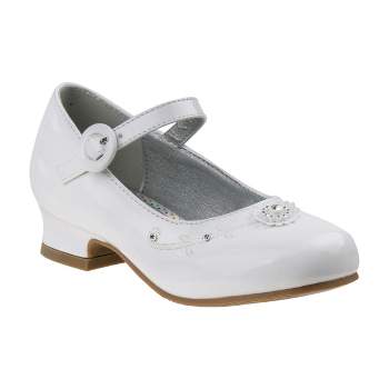 Josmo Girls' Patent Mary Jane Dress Shoes with Adjustable Hook and Loop Closure - Perfect for Weddings, Parties, and Special Occasions (Little Kid)