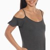 Women's Casual Scoop Neck Flutter Sleeve Knee Length Dress - White Mark - 4 of 4