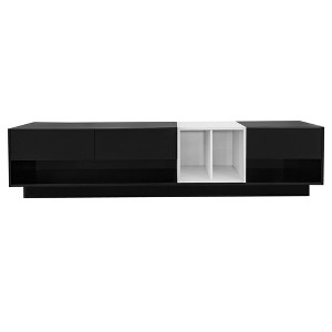 Gulches Black TV Stand Entertainment Center Fits TVs up to 80 in with 3 Drawers Open Hidden Storage Two-tone Design Particle Board Metal Slides - 1 of 4