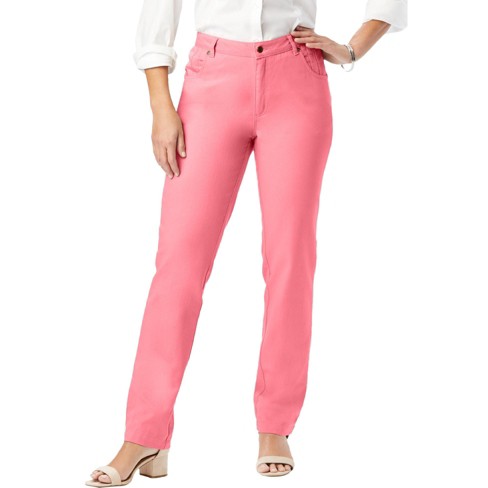 Jessica London Women's Plus Size Comfort Waist Straight Leg Jean - 12, Pink  at  Women's Jeans store