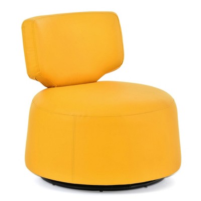 NicBex PU Leather Swivel Accent Chair,Upholstered Swivel Living Room Chairs with Curved Backrest,Cozy Armless Chair,Club Chairs for Living Room