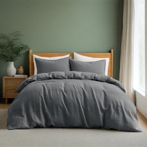 Peace Nest Linen Cotton Blend Duvet Cover Set, Durable, Breathable & Moisture-Wicking, 3 Piece Bedding Set with Pillow Shams - 1 of 4