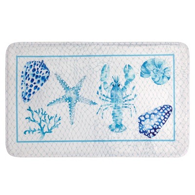 Nantucket Bath Rug White/Blue - Creative Bath