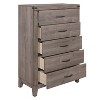 Brownish Gray Finish 1pc Bedroom Chest of 5 Drawers Melamine Laminate Dark Metal Hardware Corner Rivets - 3 of 4