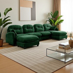 140" Chenille U-Shaped Modular Sectional Sofa with Ottoman - 1 of 4