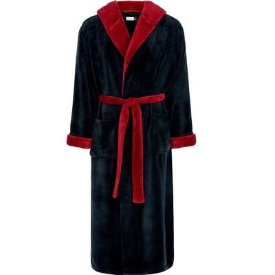 ADR Men's Robe, Plush Fleece Hooded Bathrobe Man, Long Warm Cozy Bath Robe Man