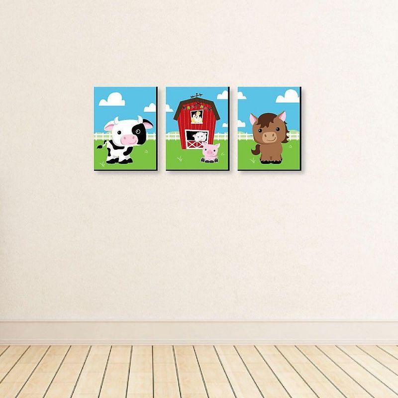 Big Dot of Happiness Farm Animals - Barnyard Nursery Wall Art and Kids Room Decorations - Gift Ideas - 7.5 x 10 inches - Set of 3 Prints, 3 of 8
