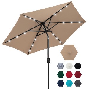 Best Choice Products 7.5ft Outdoor Solar Patio Umbrella for Deck, Pool w/ Tilt, Crank, LED Lights - 1 of 4