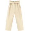 Girls High Waist Paper Bag Pants Belted Waist Tapered Pants Bow Deco Pants with Pocket,Khaki - 160 - 2 of 4