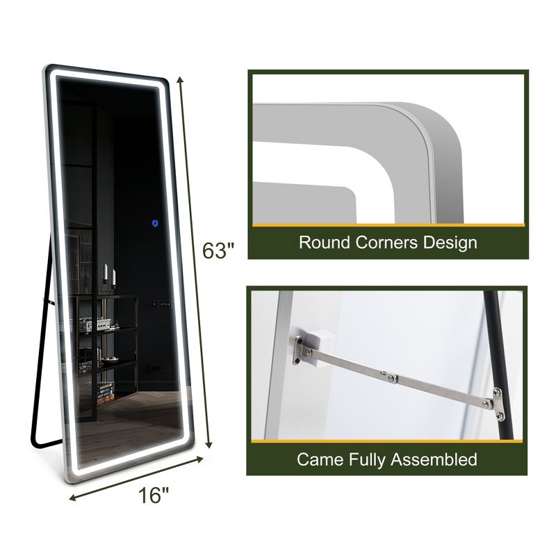 Neutypechic LED Rectangle Full Length Mirror Large Wall Mirror Standing Mirror, 4 of 8