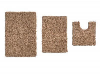 Fantasia Bath Rug Collection Cotton Shaggy Pattern Tufted Set of 3 Bath Rug Set - Home Weavers