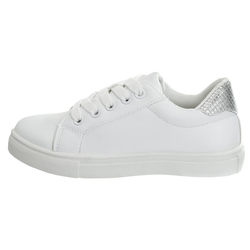 Kensie Girls White Casual Sneakers with Lace Up Closure and Glittery Accents  (Little Kid/Big Kid), 3 of 9