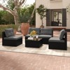 Tangkula Set Of 5 Rattan Sofa Set Outdoor Wicker Furniture Set w/Seat & Back Cushions Square Coffee Table Patio Sectional Sofa Set Gray - 3 of 4