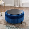 Lyngins Velvet Storage Ottoman with Reversible Lid, Round Ottoman Coffee Table with Adjustable Metal Legs, Channel Tufted Pumpkin-shape Footstool - 3 of 4