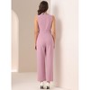 INSPIRE CHIC Women's Casual Sleeveless Shawl Collar Office Belted Cropped Jumpsuit - 4 of 4
