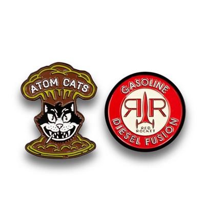 Just Funky Fallout Atom Cats & Red Rocket Pins | Exclusive Collectible Enamel Pins | 2 Pack